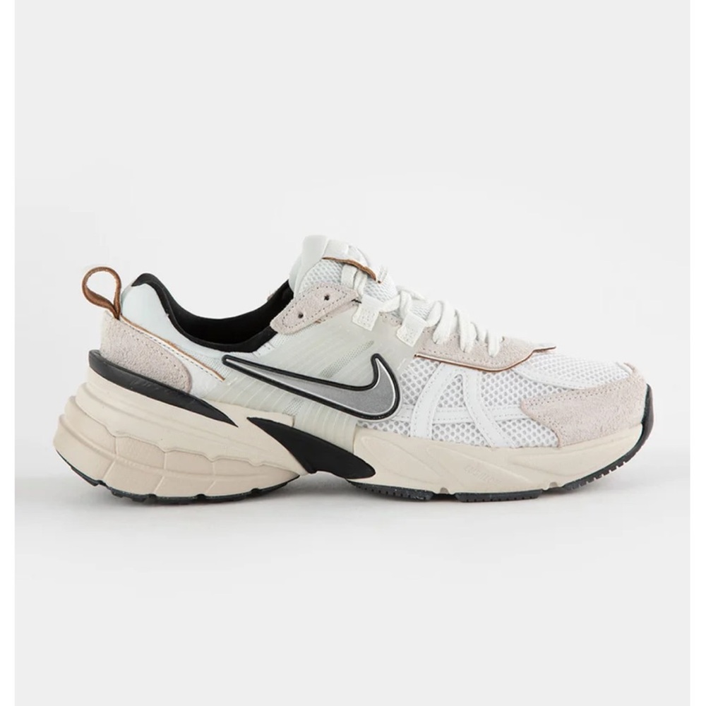 Nike V2K Run Cream and Black Athletic Shoes